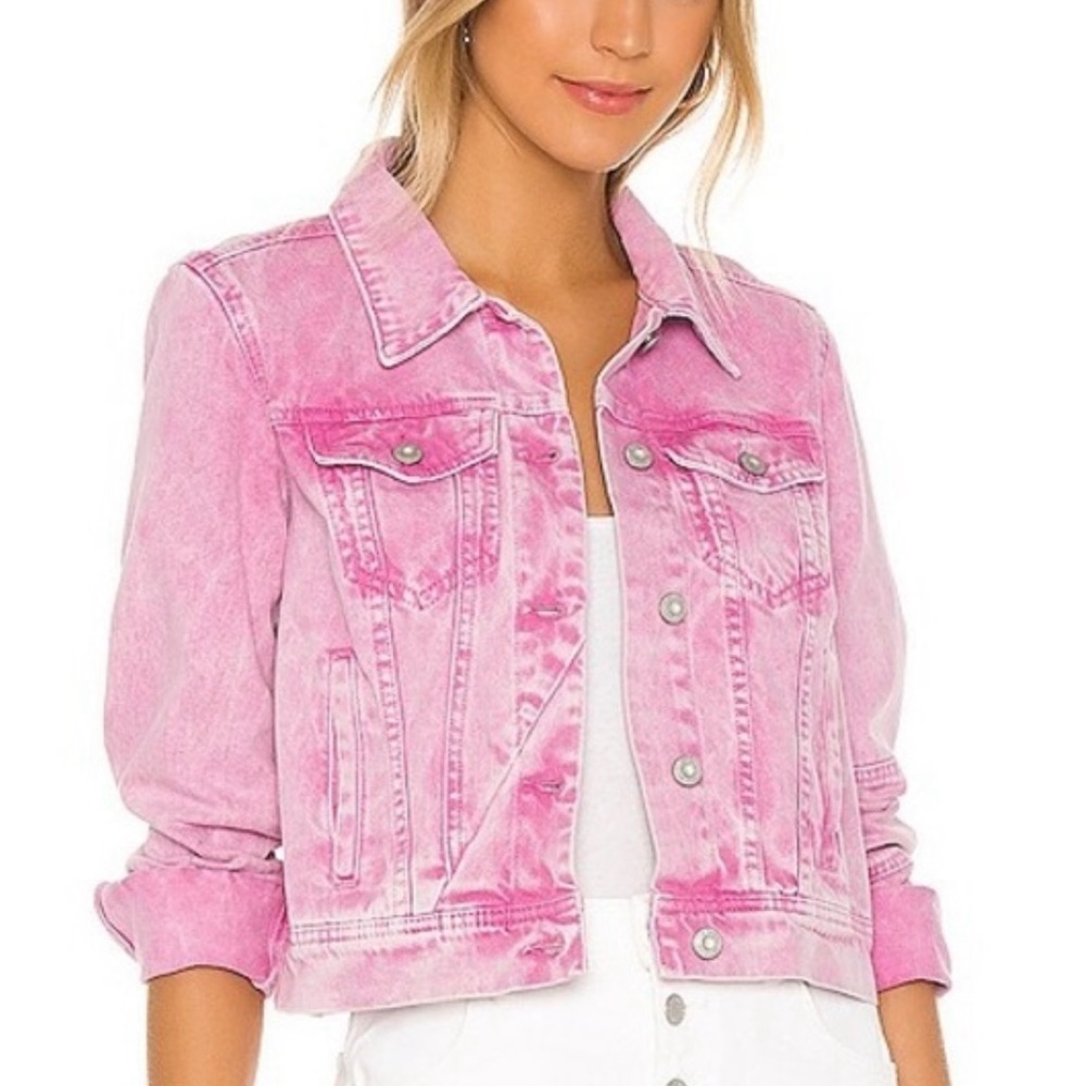 Free People Vibrant Pink Jean Jacket